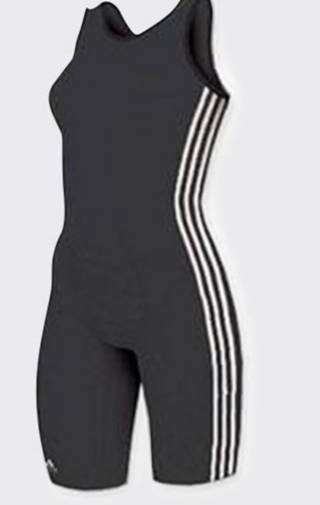 Adidas Women's Nylon Wrestling Singlet - Black with White