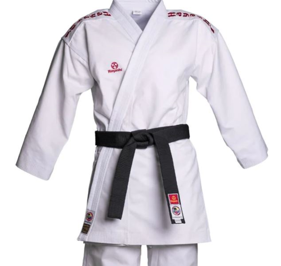 Fighter Hayashi WKF Karate Gi Bunkai - White with Red Embroidery