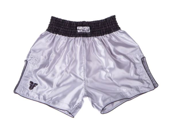 Fighter Thai Shorts Bangkok Plain - Silver/Black FP09