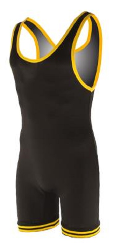 Matman Youth Doubleknit Nylon Wrestling Singlet - Black and Gold
