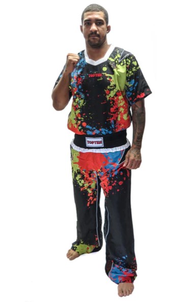 Fighter Top Ten Splash Energy Martial Arts Uniform - Black, Red and Yellow