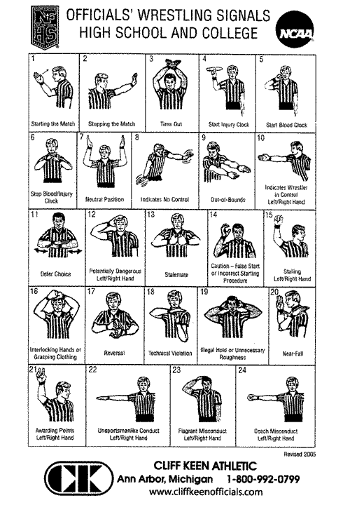 Wrestling Referee Signal Card - 5 Pack