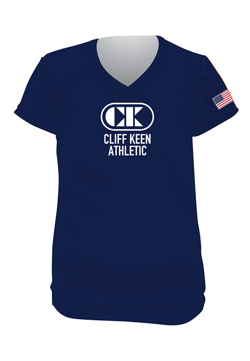 Cliff Keen Women's Sublimated V-Neck Loose Gear Shirt - Navy
